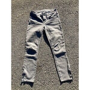 Helmut Lang Grey silk blend minimalist trouser pants with side slits sz 26